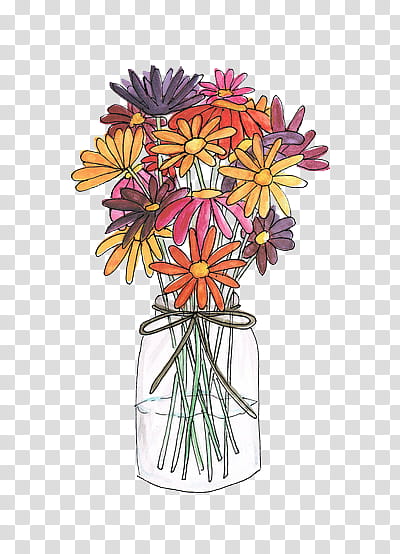 Art , assorted-colored petaled flower centerpiece drawing transparent background PNG clipart