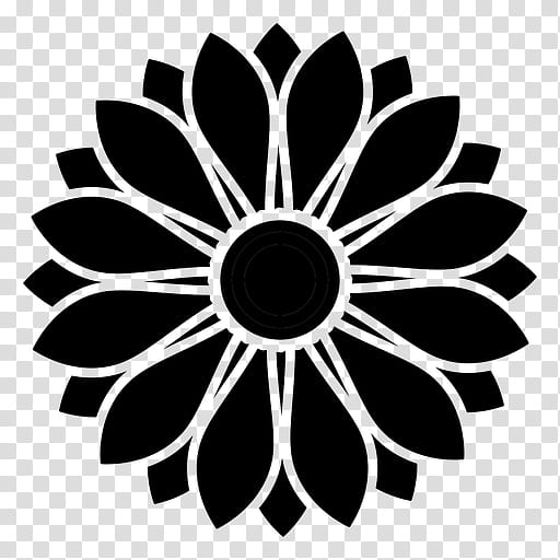 Flower Symbol, Blackandwhite, Logo, Plant, Petal, Dahlia, Circle, Emblem transparent background PNG clipart