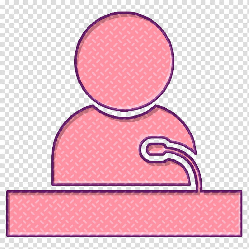 Speaker giving a lecture on a stand icon Speaker icon Humans 3 icon, Pink, Line, Peach transparent background PNG clipart