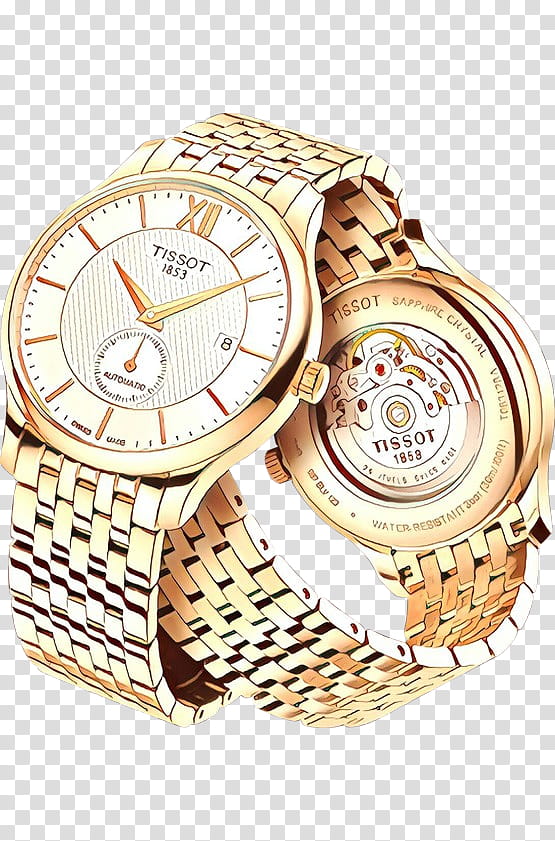 Clock Face, Tissot, Watch, Gold, Le Locle, Tissot Mens Tradition, Strap, Automatic Watch transparent background PNG clipart