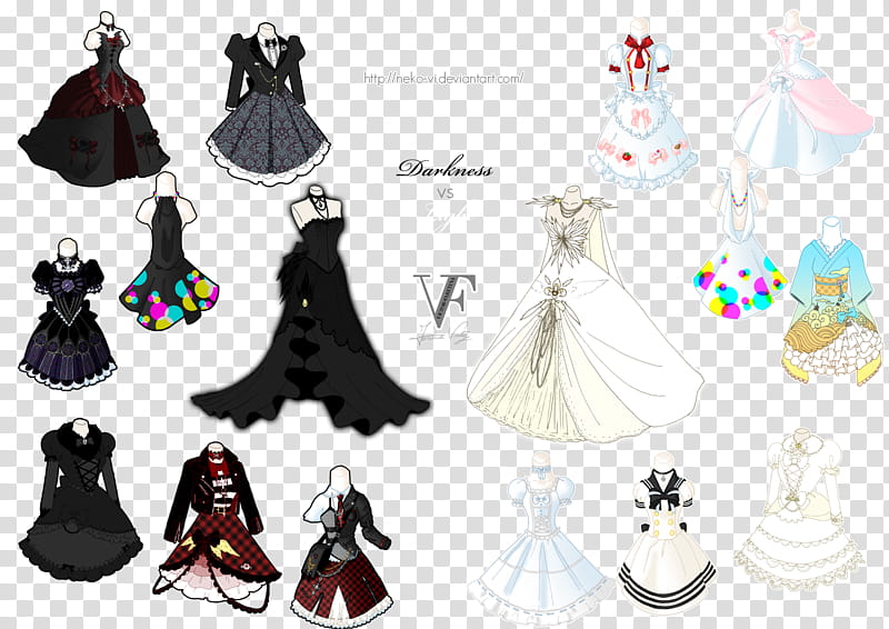Darkness VS Light Collection, assorted-color dress designs transparent background PNG clipart