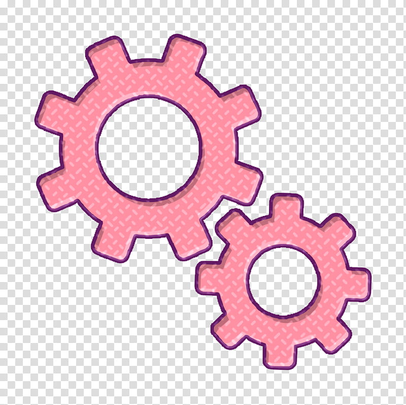 icon Two Settings Cogwheels icon Cog icon, Technical Service Icon, Pink, Gear, Auto Part, Hardware Accessory transparent background PNG clipart