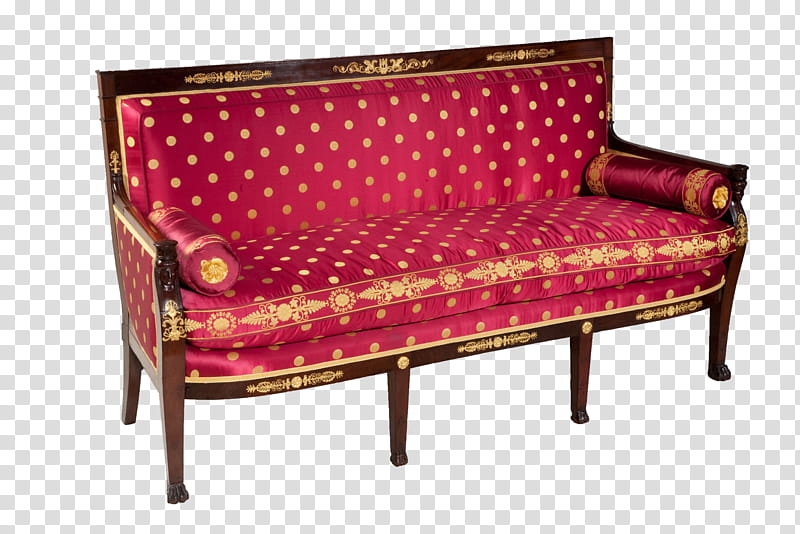 antique sofa, red and brown couch transparent background PNG clipart