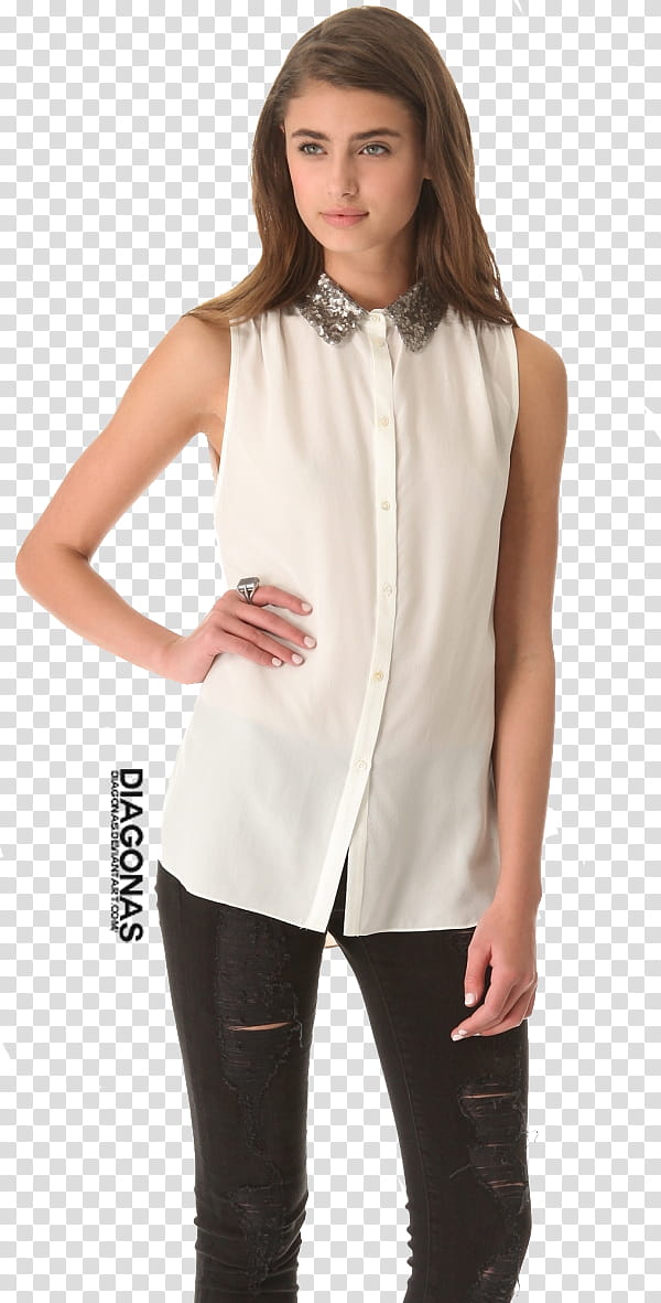 Taylor Marie Hill, women's white button-up sleeveless shirt transparent background PNG clipart