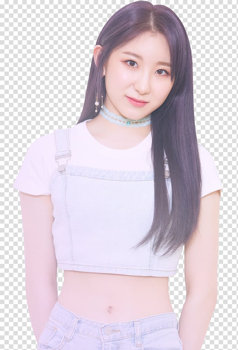 CHAEYEON COLOR IZ IZ ONE, woman wearing white crop top transparent background PNG clipart