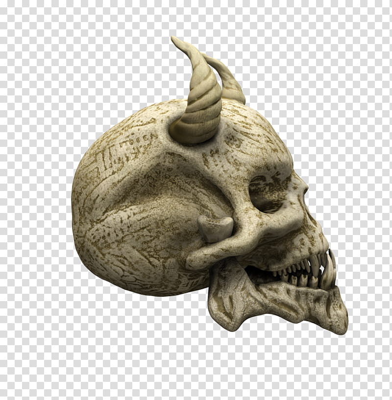Demon Skull , white skull decor transparent background PNG clipart