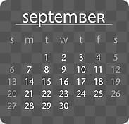 Calendar, September calendar transparent background PNG clipart