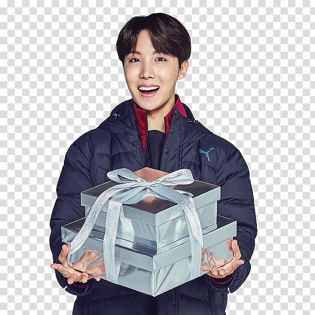 BTS CHRISTMAS , man holding gift boxes transparent background PNG clipart
