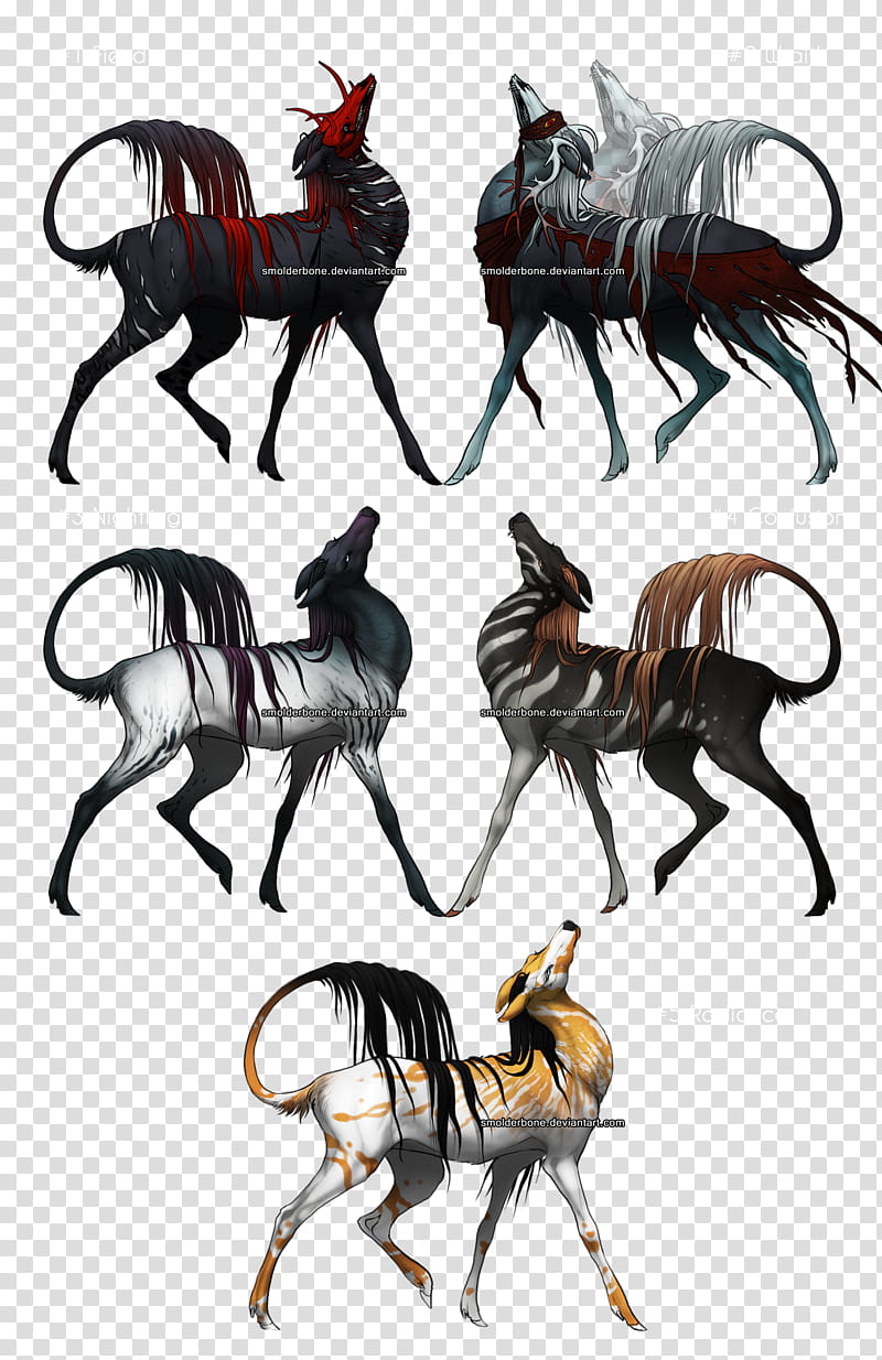 Elegant Beings Deer adoptables CLOSED, five assorted-color wolves transparent background PNG clipart