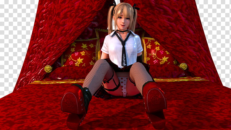 Marie Rose Schoolgirl, female anime character sitting down on the floor transparent background PNG clipart