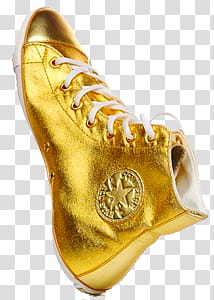 brushes, gold Converse leather high-top sneaker transparent background PNG clipart