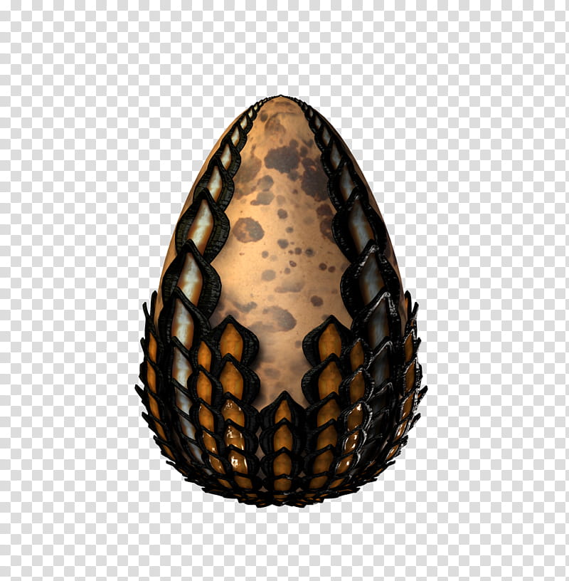 E S Dragon Eggs II, brown and yellow egg ornament transparent background PNG clipart