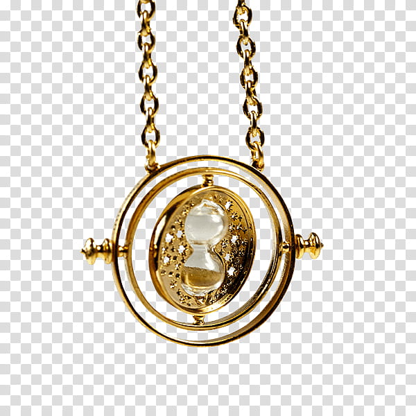 HARRY POTTER  Watchers, round gold-colored pendant necklace transparent background PNG clipart