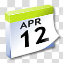 WinXP ICal, white and green April  calendar illustration transparent background PNG clipart