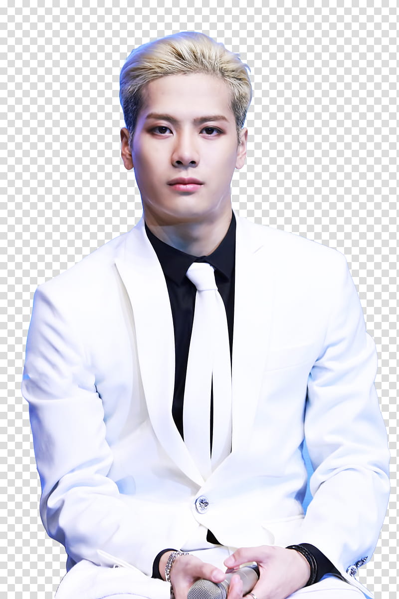 Jackson Wang, man wearing white suit jacket transparent background PNG clipart