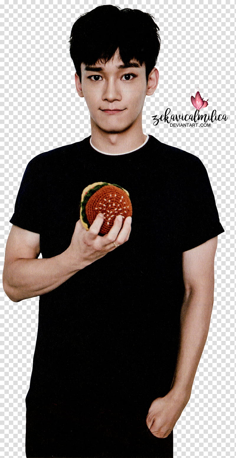 EXO Chen  Season Greetings, man holding burger transparent background PNG clipart