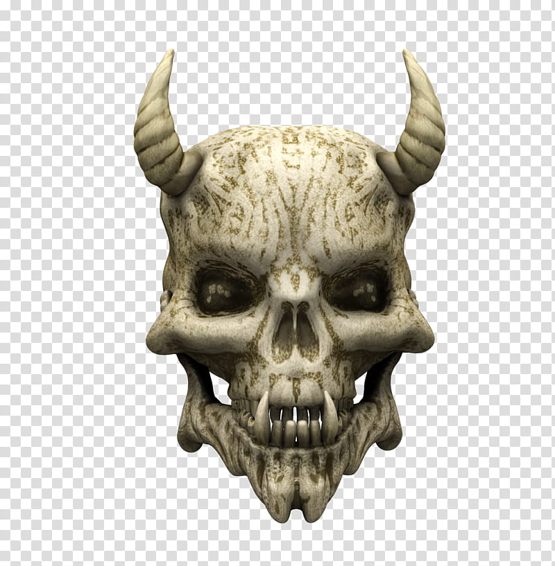 Demon Skull , white skull with horns illustration transparent background PNG clipart