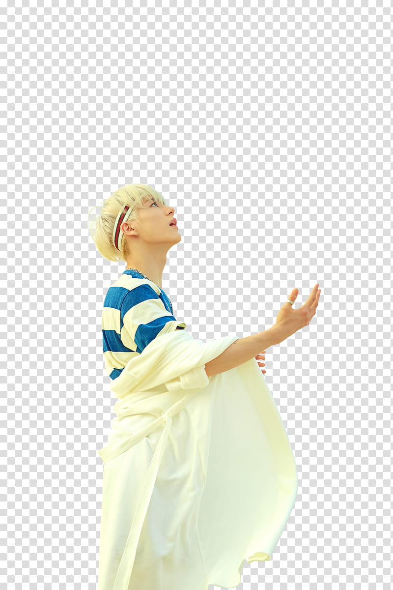 man in white and blue striped shirt looking up transparent background PNG clipart