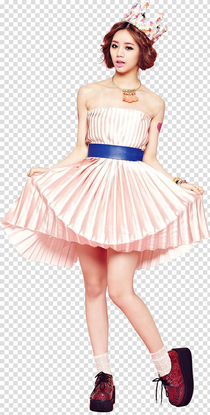Hyeri Girl Day Render, woman wearing pink and white dress transparent background PNG clipart