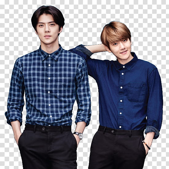 EXO Render Spao, two men wearing dress shirts standing transparent background PNG clipart