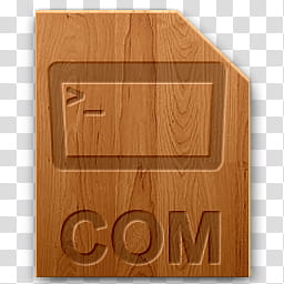Wood icons for file types, com, brown wooden Com carved board transparent background PNG clipart