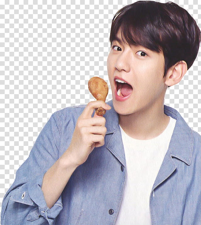 EXO Goobne Chicken, man holding chicken drumstick transparent background PNG clipart