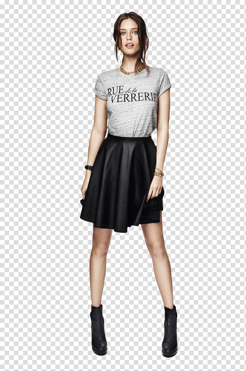 Emily Didonato , woman wearing gray shirt and black skirt illustration transparent background PNG clipart