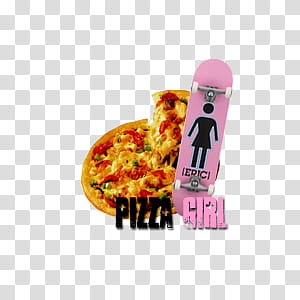 TRES TEXTOS, pink skateboard beside pizza transparent background PNG clipart