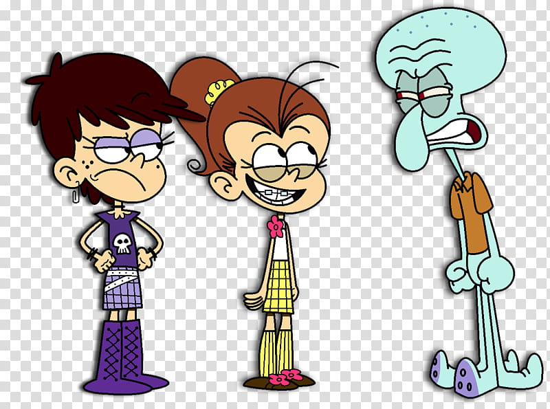 Squidward angry with Luna and Luan transparent background PNG clipart