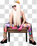 Lady Gaga sitting on a chair with legs wide open transparent background PNG clipart