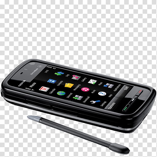 Nokia  Icons, Nokia-, black Nokia Xpress Music mobile phone with stylus pen transparent background PNG clipart