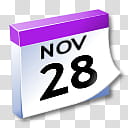 WinXP ICal, white and purple November  calendar date transparent background PNG clipart
