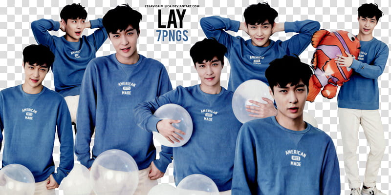 EXO Lay  Season Greetings, man wearing blue long-sleeved shirt transparent background PNG clipart