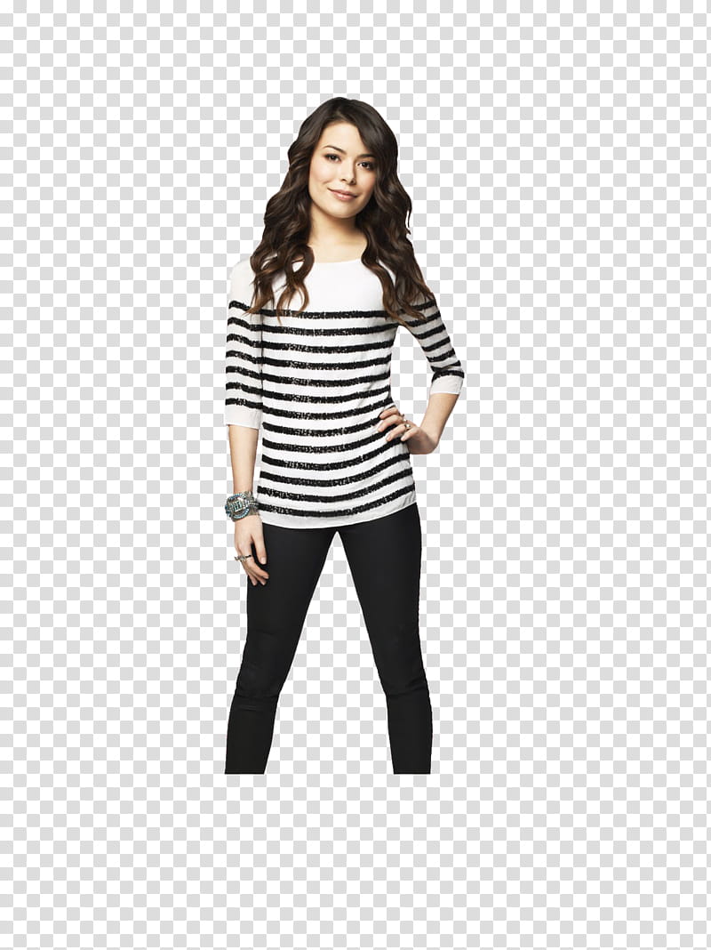 iCarly, woman wearing black and white striped long-sleeve shirt transparent background PNG clipart