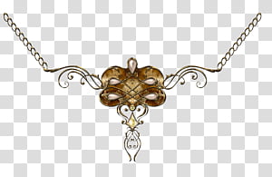 Vintage jeverly set N, gold-colored flower pendant illustration transparent background PNG clipart thumbnail