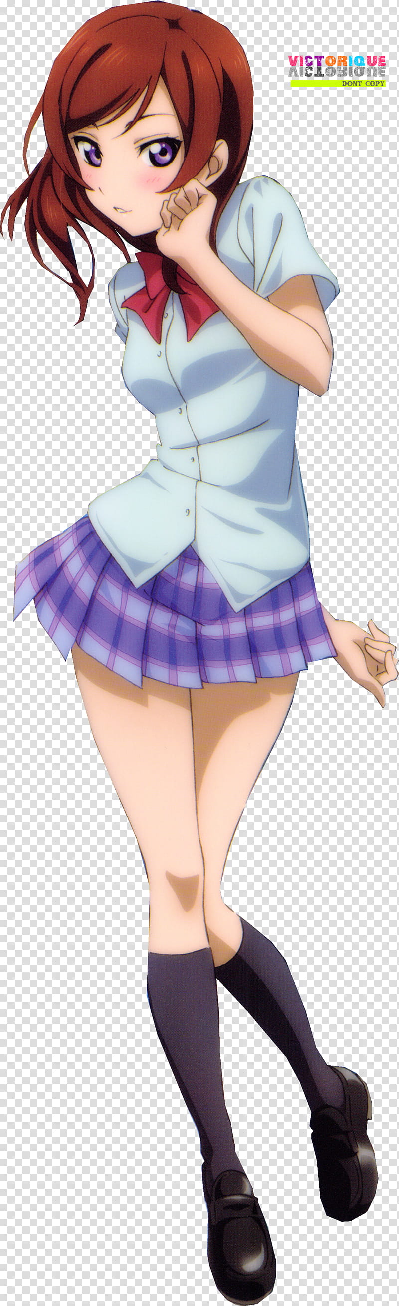 Love Live Anime Render, women's blue and white dress transparent background PNG clipart