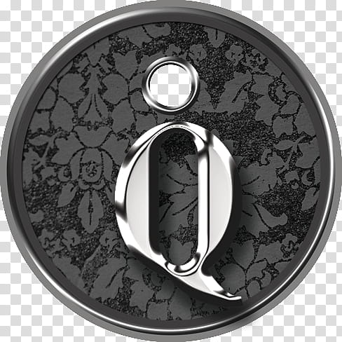 Metal Tags John Hancock, round gray and black floral decor transparent background PNG clipart