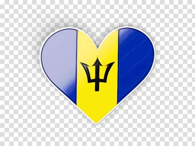 Heart Symbol, Barbados, Flag Of Barbados, Yellow, Logo, Cobalt Blue, Electric Blue, Emblem transparent background PNG clipart