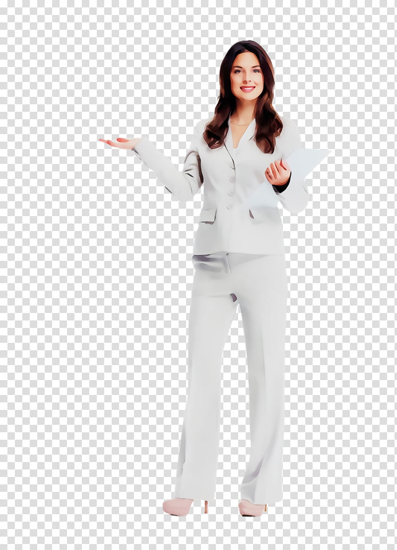 white clothing standing suit formal wear, Watercolor, Paint, Wet Ink, Sleeve, Pantsuit, Gesture, Pajamas transparent background PNG clipart