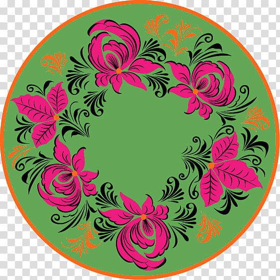 ring ring ring, round pink, green, and orange floral transparent background PNG clipart