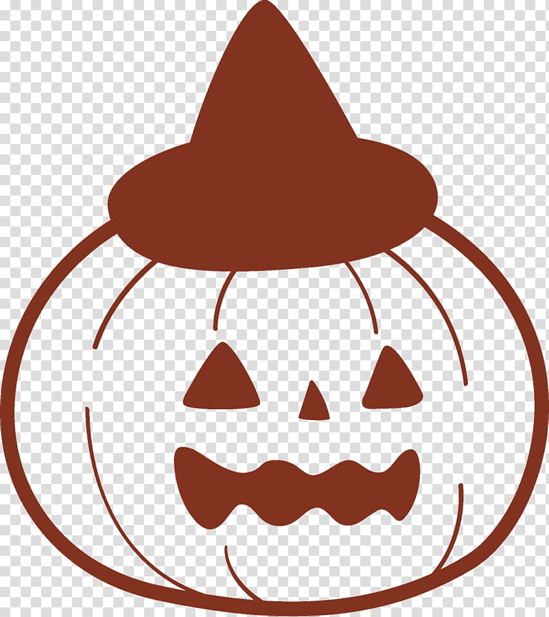 Jack-o-Lantern halloween carved pumpkin, Jack O Lantern, Halloween , Nose, Smile, Headgear, Witch Hat, Line Art transparent background PNG clipart