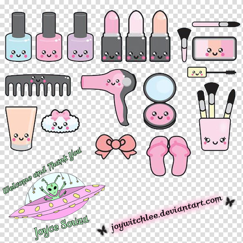 kawaii make-up, cosmetic product lot artwork transparent background PNG clipart