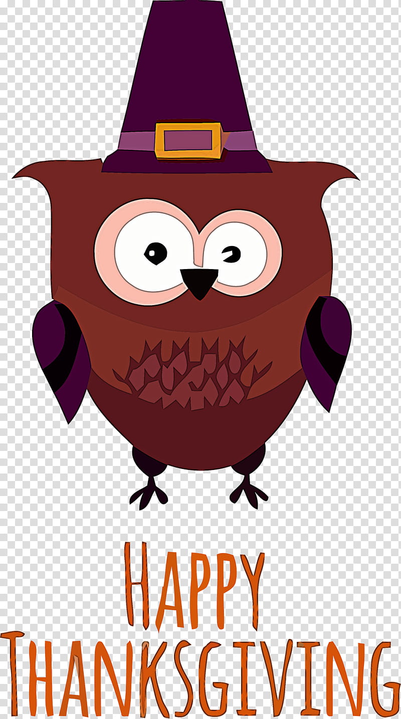 owl cartoon bird of prey bird eastern screech owl, Thanksgiving Owl, Autumn transparent background PNG clipart