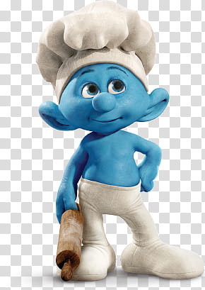 Smurfs, chef Smurf holding rolling pin while standing transparent background PNG clipart