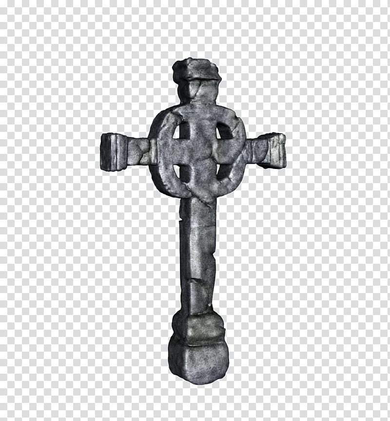 D Head Stones, gray metal cross transparent background PNG clipart