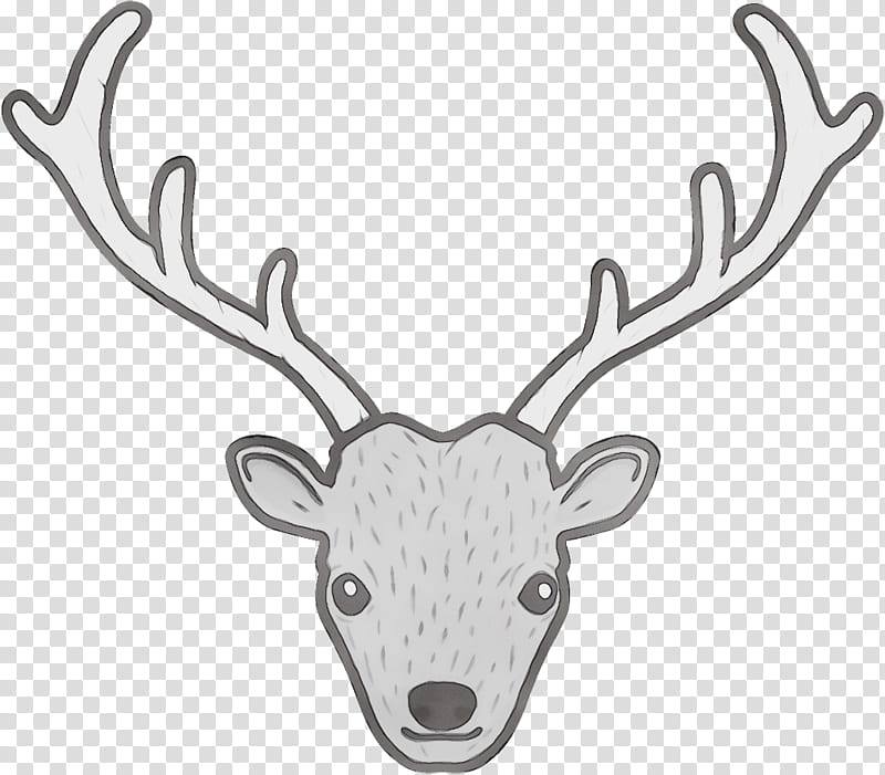 Reindeer, Watercolor, Paint, Wet Ink, Horn, Antler, Head, Elk transparent background PNG clipart