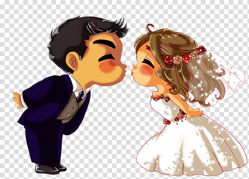 bride and groom kissing cartoon