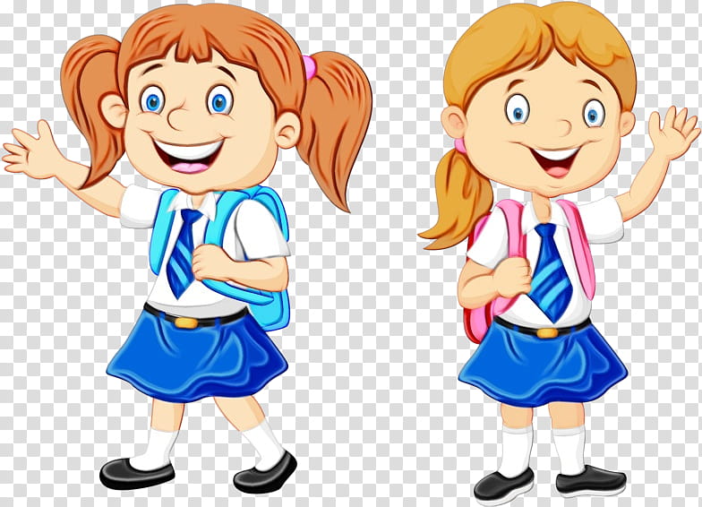 School uniform, Watercolor, Paint, Wet Ink, Student, School
, Cartoon, Child transparent background PNG clipart