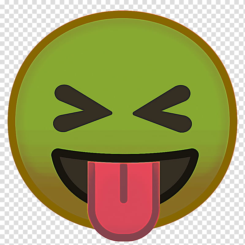 Green Smiley Face, Emoji, Emoticon, Tongue, Eye, Strabismus, Facial Expression, Yellow transparent background PNG clipart