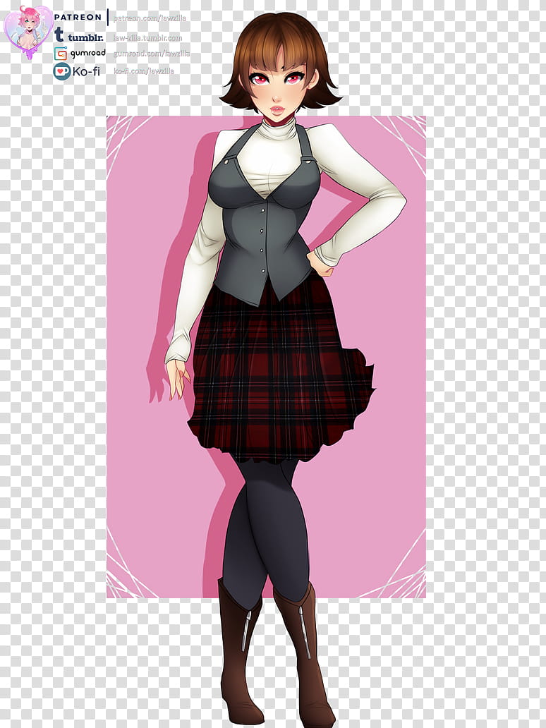 Makoto Niijima, illustration of woman in white and gray outfit transparent background PNG clipart
